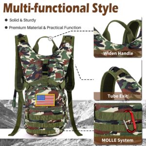 Gelindo Military Tactical Hydration Backpack with 2L Water Bladder Light Weight, MOLLE Tactical Assault Pack for Hiking Biking Running Walking Climbing Outdoor Travel