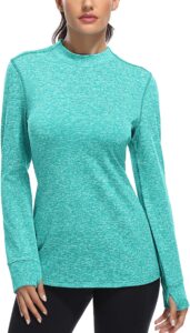 fulbelle cold weather thermal fleece running t-shirts women long sleeve, fall winter workout training yoga athletic gym sport outdoor hiking shirts relaxed cozy casual clothes green xx-large