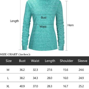 Fulbelle Cold Weather Thermal Fleece Running T-Shirts Women Long Sleeve, Fall Winter Workout Training Yoga Athletic Gym Sport Outdoor Hiking Shirts Relaxed Cozy Casual Clothes Green XX-Large