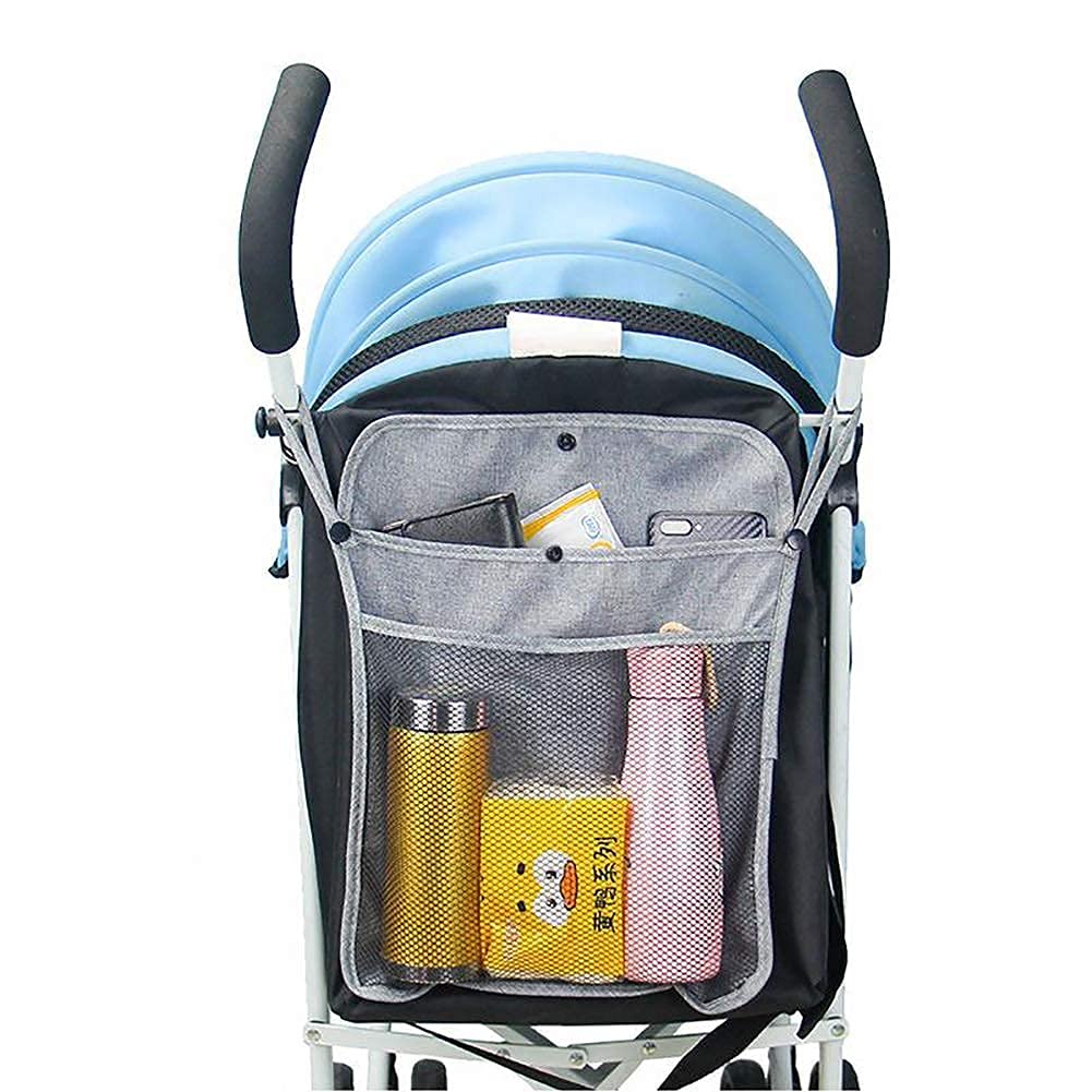 Baby Stroller Organizer with two Storage Pockets front mesh pocket-for bottles nappy baby cloth Diaper storage,Secure Straps, Detachable webbing easy crab strollers