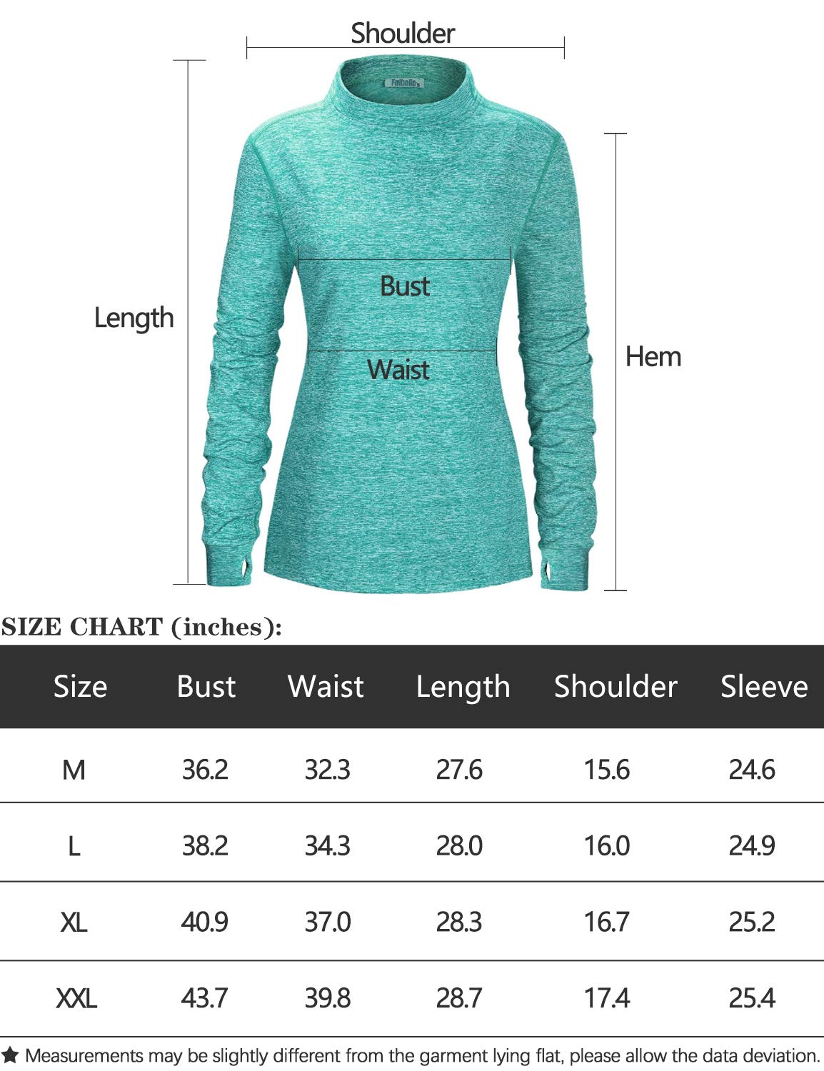 Fulbelle Thermal Fleece Lined Workout Warm Shirts Women, Mock Neck Thumb Holes Running Tops,Long Sleeve Ladies Exercise Athletic Running Gym Fitness Yoga Sweatshirts Winter Clothes Blue X-Large