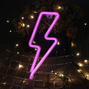 GMY LED Light Signs Wall Decor, Cloud and Lightning Bolt LED Neon Signs for Bedromm, by USB Charging/Battery, Decorative Neon Light for Party, Wedding, Game Room Decor, Christmas Decor, 2Pack