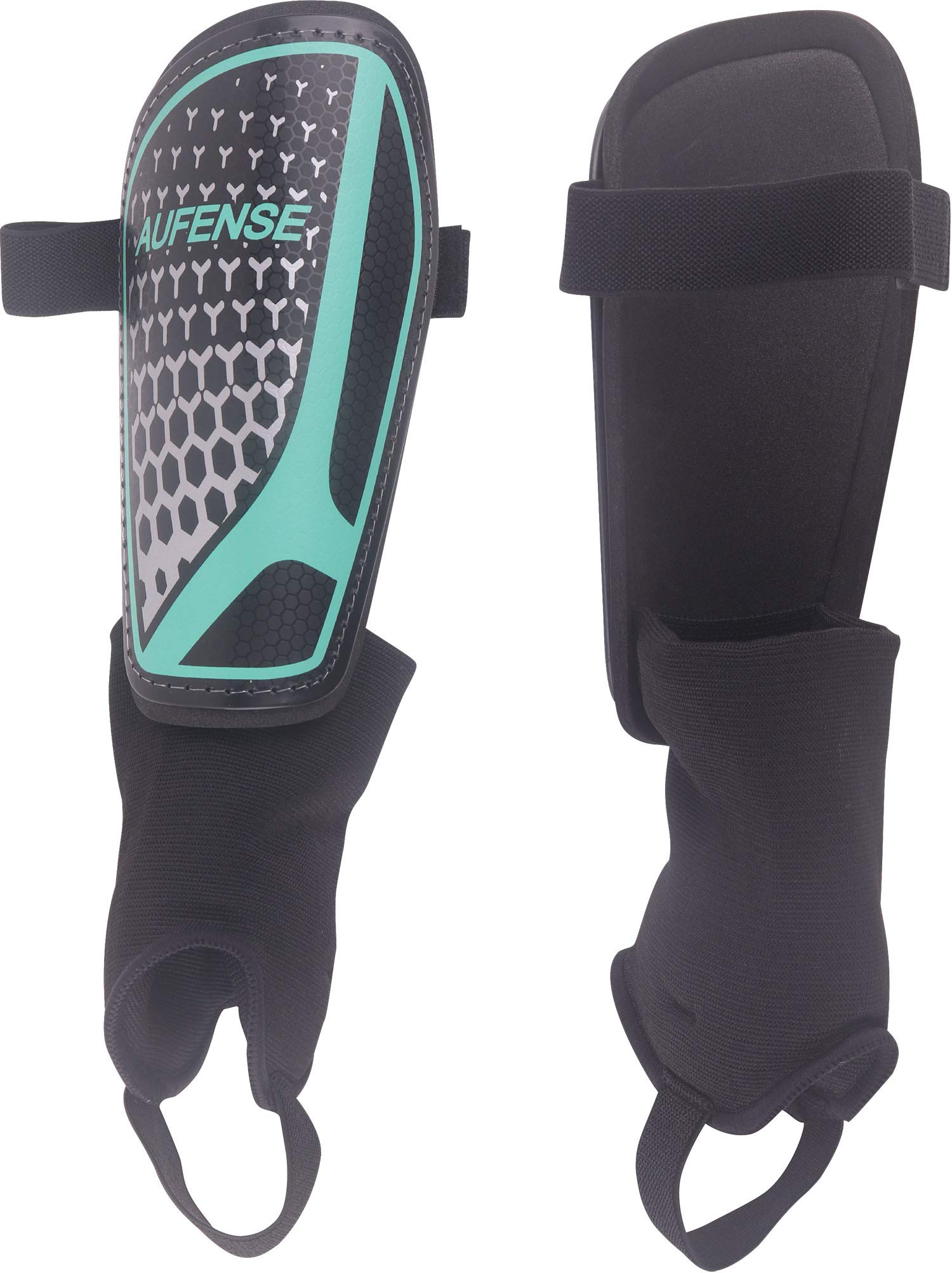 Aufense Soccer Shin Guards for Toddlers Kids - Durable Shin Pads with Ankle Protection for Ages 2-14 Boys and Girls (Black, S)