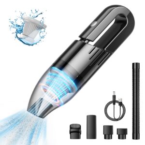 upfox handheld vacuum cleaner cordless - mini car vacuum cleaner rechargeable for car, home, office, pet hair travel cleaning (black)
