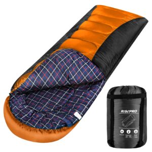 risepro sleeping bag lightweight, portable, waterproof 3-4 seasons warm cold weather sleeping bag for adults & kids - indoor & outdoor: camping, backpacking, hiking (blue)