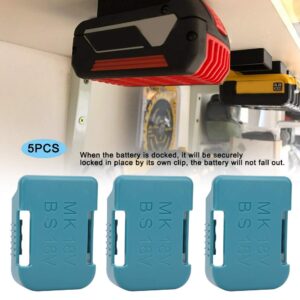 Walfront 5Pcs Battery Storage Rack Battery Holder Case for 18V Fixing Devices(Cyan)