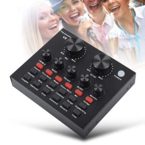 V8-Live Sound Card, USB External V8 Karaoke Recording Mobile Audio Mixer, Audio Live Broadcast KTV Sound Card for Live Broadcast, K Songs, Recording, Voice Chatting