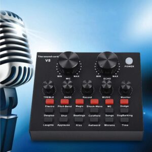 V8-Live Sound Card, USB External V8 Karaoke Recording Mobile Audio Mixer, Audio Live Broadcast KTV Sound Card for Live Broadcast, K Songs, Recording, Voice Chatting