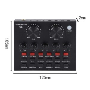 V8-Live Sound Card, USB External V8 Karaoke Recording Mobile Audio Mixer, Audio Live Broadcast KTV Sound Card for Live Broadcast, K Songs, Recording, Voice Chatting