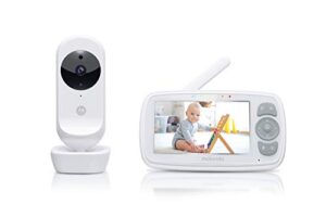 motorola ease34 video baby monitor - 4.3-inch color display parent unit, 2-way talk audio, 5 lullabies -infrared night vision, room temperature monitoring, digital zoom, 1000ft long range
