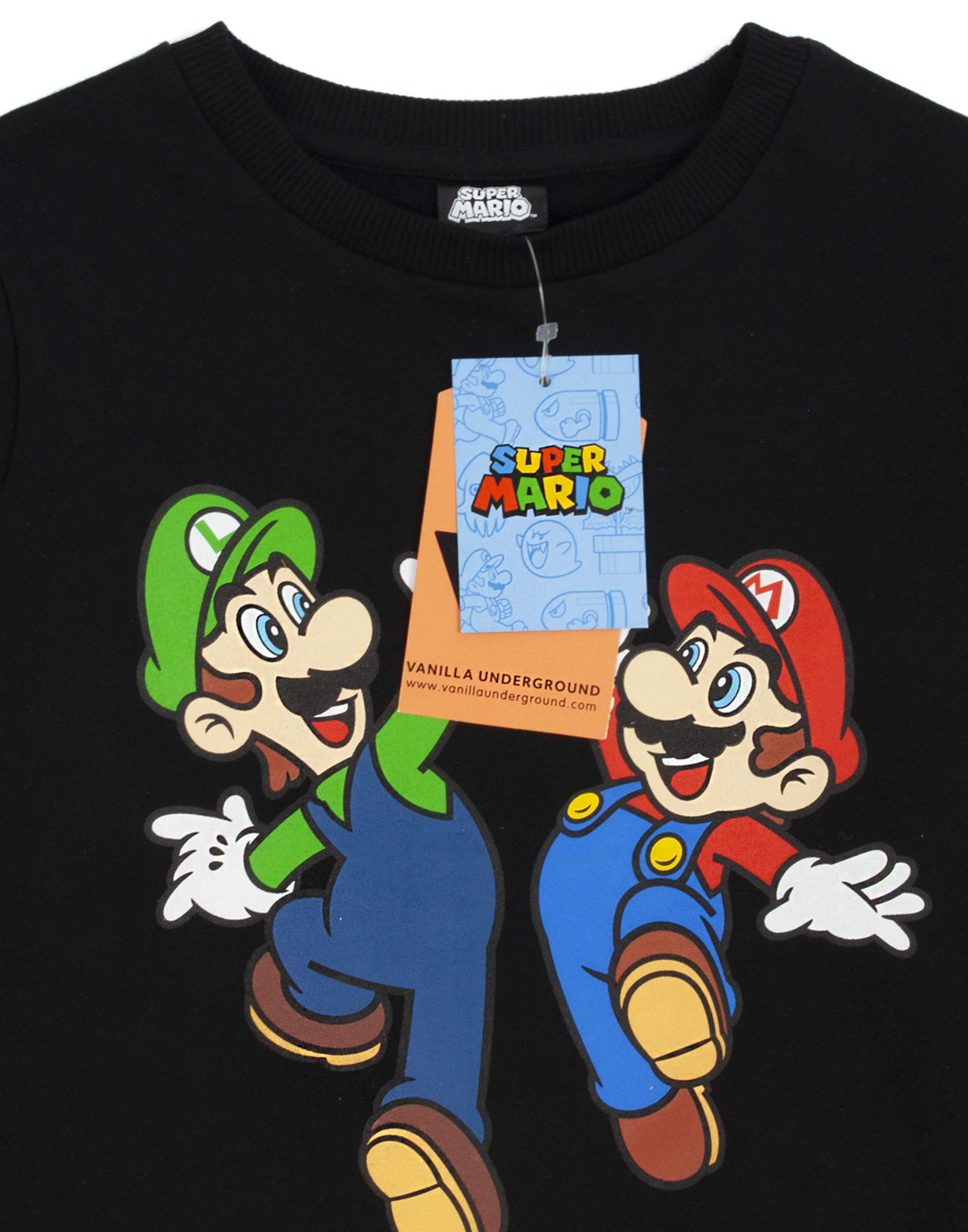 Super Mario Sweatshirt Luigi Character Gamers Black Long Sleeve Kids Boys Jumper 11-12 Years