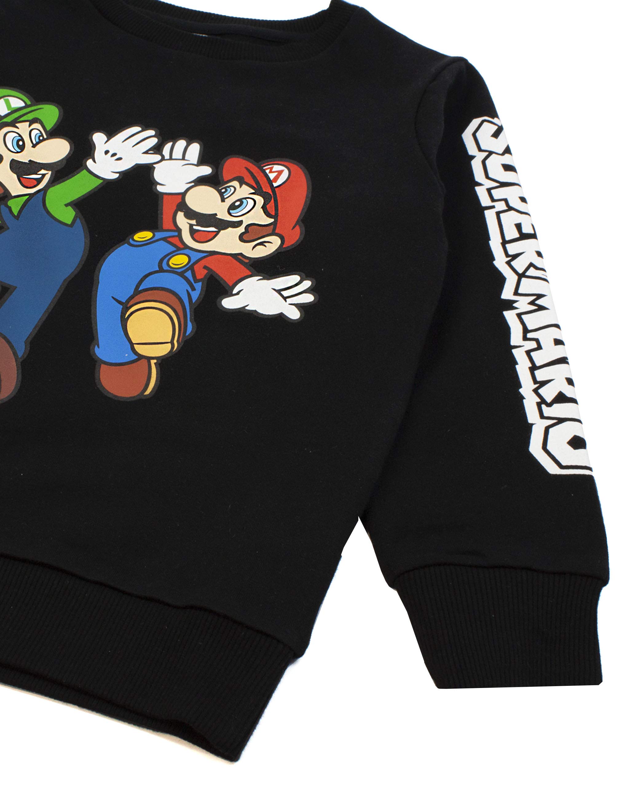 Super Mario Sweatshirt Luigi Character Gamers Black Long Sleeve Kids Boys Jumper 11-12 Years