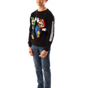 Super Mario Sweatshirt Luigi Character Gamers Black Long Sleeve Kids Boys Jumper 11-12 Years