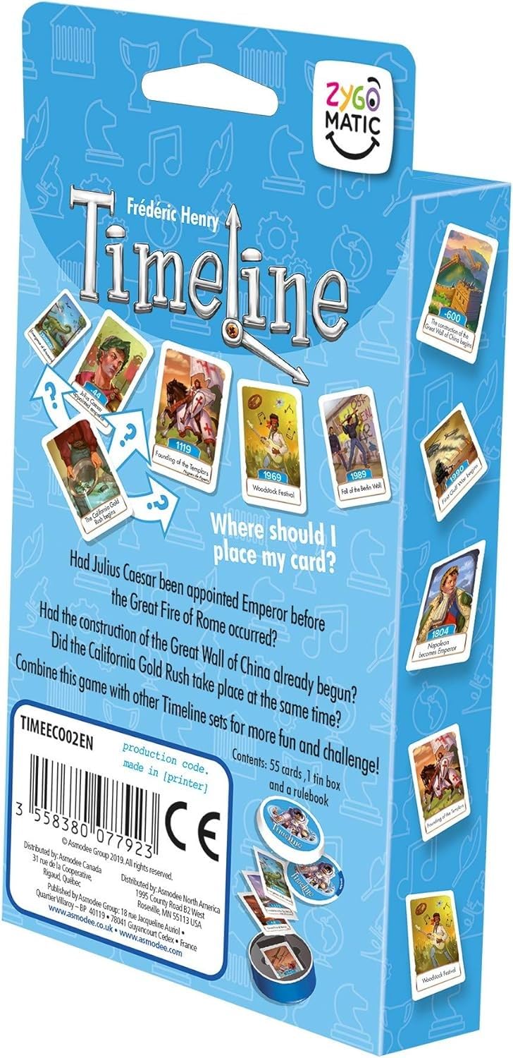 Zygomatic Timeline Events Card Game | Fun Educational Trivia Game for Adults and Kids | Ages 8+ | 2-6 Players | Average Playtime 15 Minutes | Made by