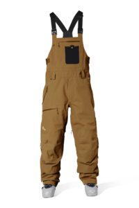 flylow men's baker bib waterproof breathable ski and snowboard pants - rye - medium