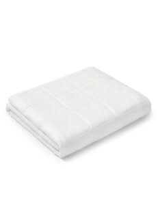 ynm cooling weighted blanket —oeko-tex certified material with premium glass beads (white, 60''x80'' 15lbs), suit for one person(~140lb) use on queen/king bed