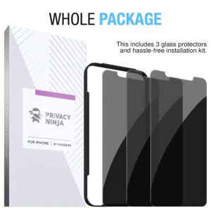 PrivacyNinja Privacy Screen Protector for iPhone 12 Pro MAX [New Generation] Full Coverage Tempered Glass (3-Pack)