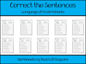 printable correct the sentences worksheets