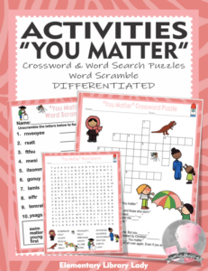activities: you matter by christian robinson - includes crossword puzzle, word searches, and word scramble