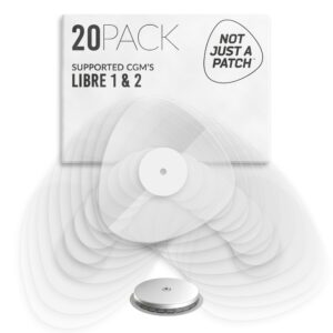 not just a patch freestyle libre 2 sensor covers (20 pack) cgm sensor patches for freestyle libre 2 - transparent clear water resistant & durable - pre-cut freestyle libre 2 sensor covers