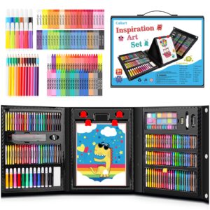 caliart premium art set - includes colored pencils, crayons, pastels, markers, watercolor cakes, and more for kids and teens