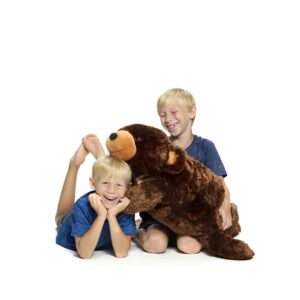 rb royal brooks extra large stuffed teddy bear hugging toy giant sleeping plush body pillow for kids, ideal for bedroom bed, 35 by 15 inches big brown fluffy and soft for boys girl