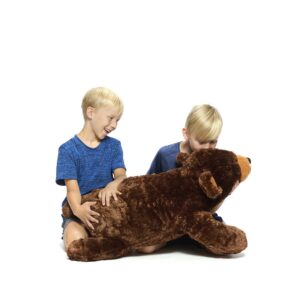 RB Royal Brooks Extra Large Stuffed Teddy Bear Hugging Toy Giant Sleeping Plush Body Pillow for Kids, Ideal for Bedroom Bed, 35 by 15 Inches Big Brown Fluffy and Soft for Boys Girl