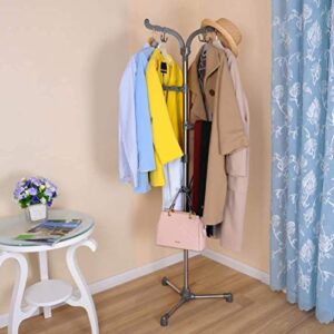 NSYNSY Metal Coat Stand,Entryway Free Standing Hall Tree Coat Rack Stand Hooks Home Office Space Saver Gray