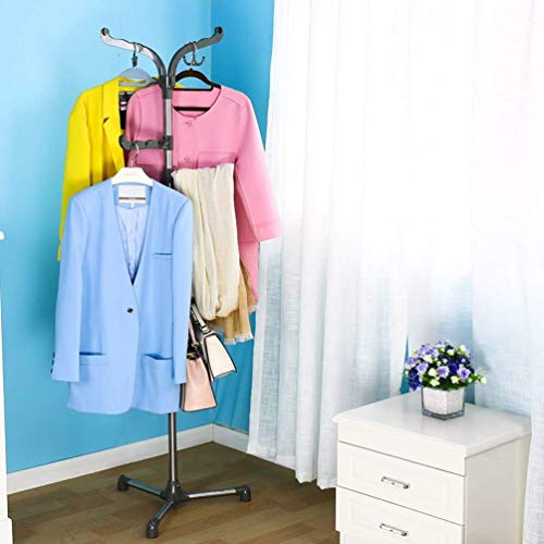 NSYNSY Metal Coat Stand,Entryway Free Standing Hall Tree Coat Rack Stand Hooks Home Office Space Saver Gray
