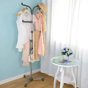 NSYNSY Metal Coat Stand,Entryway Free Standing Hall Tree Coat Rack Stand Hooks Home Office Space Saver Gray