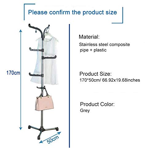 NSYNSY Metal Coat Stand,Entryway Free Standing Hall Tree Coat Rack Stand Hooks Home Office Space Saver Gray