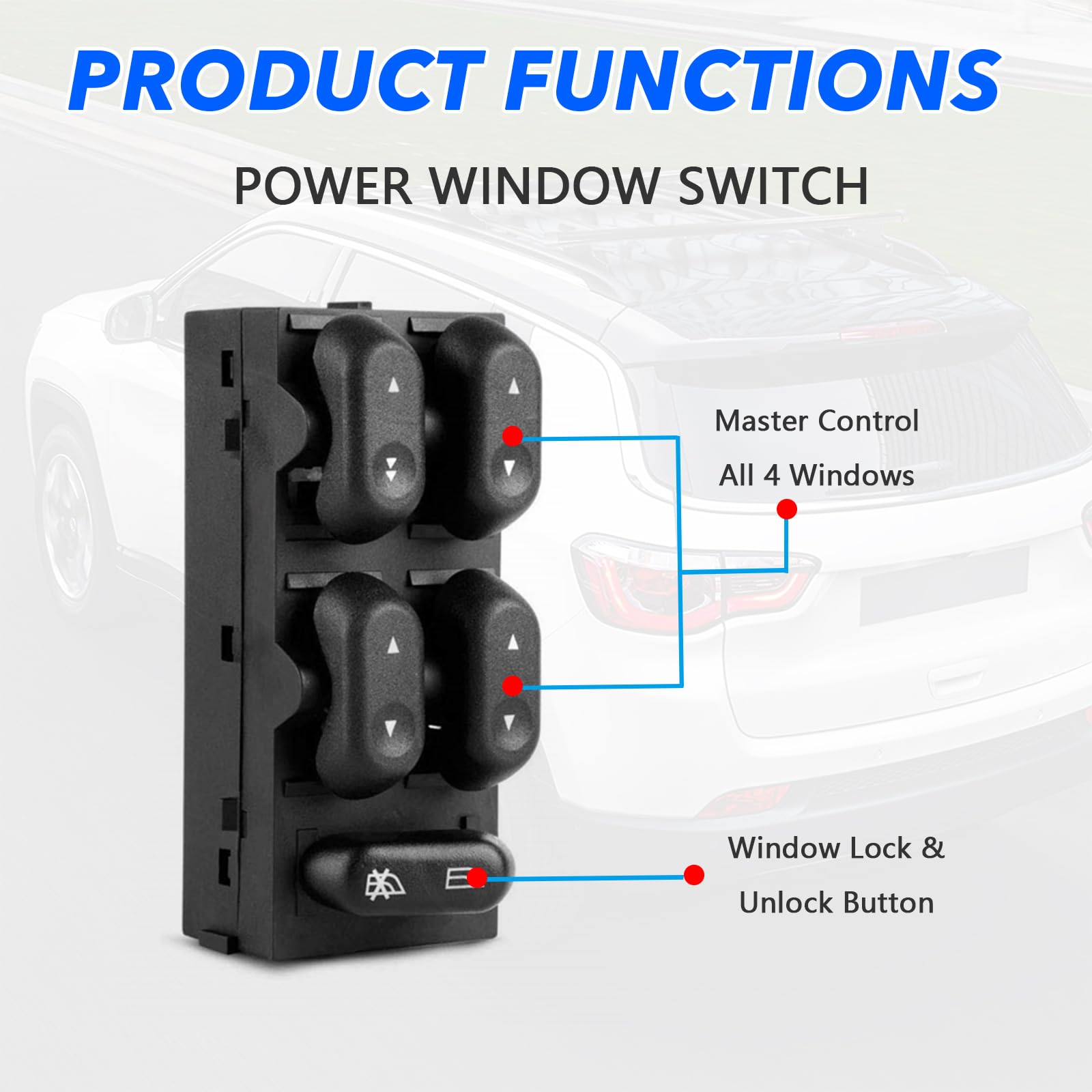 Driver Side Master Power Window Switch 5L1Z14529AA for Ford F150 2004 2005 2006 2007 2008, for Ford Expedition 2003 2004 2005 2006, for Ford Crown Victoria 2003-2008