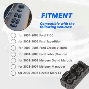 Driver Side Master Power Window Switch 5L1Z14529AA for Ford F150 2004 2005 2006 2007 2008, for Ford Expedition 2003 2004 2005 2006, for Ford Crown Victoria 2003-2008