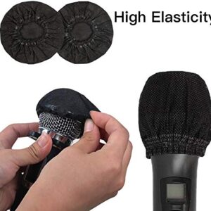 140 Pieces Disposable Microphone Cover Non-Woven Microphone Cover Windscreen Mic Cover Protective Cap for KTV Recording Room News Gathering, 3 Inch (Black)