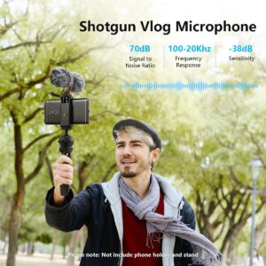 Frunsi Camera Video Microphone, External Vlog Microphone for Smartphone DSLR/Canon/Nikon/Sony Camera
