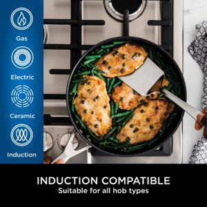 Ninja ZEROSTICK Premium Cookware 28cm Wok with Glass Lid, Long Lasting, Non-Stick, Hard Anodised Aluminium, Induction Compatible, Oven Safe to 260°C, Grey C30928UK