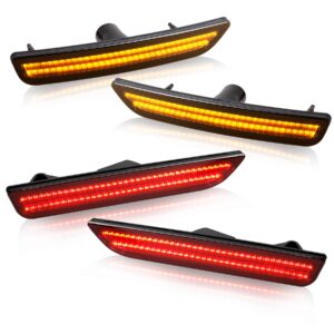 ndrush front amber led side marker lights rear red bumper sidemarker lamps reflectors compatible with 2010-2014 ford mustang - pack of 4