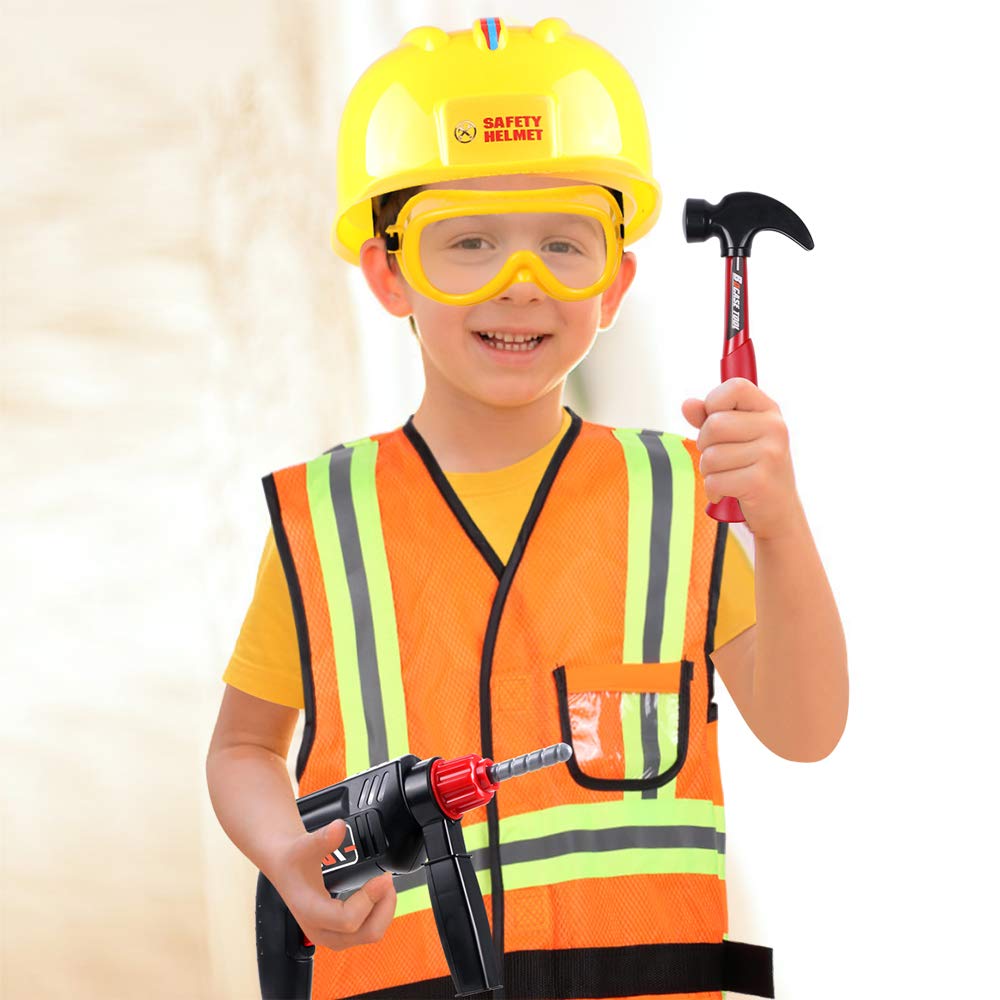 Construction Worker Costume Kids Role Play Dress up Set for 3 4 5 6 Years Toddlers Girls Boys Toys