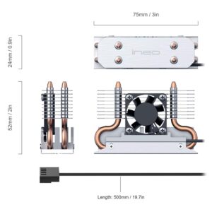 ineo M.2 2280 PCIe 5 SSD Rocket Heatsink Built-in Cooling Fan [M3]