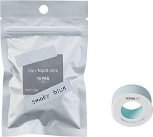 king jim tepra lite film tape slim clear series, thermal synthetic paper, width 0.43" length 13.1 from (smoky blue)