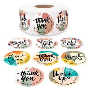 howcrafts thank you stickers roll of 500 | abstract posse 1.5" in 8 designs | round thank you labels | gracias stickers for small business | packaging stickers for poly mailer, poshmark supplies
