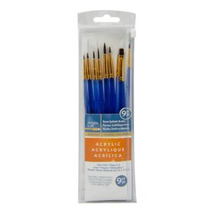 necessities brown synthetic acrylic 9 piece brush combo by artist's loft
