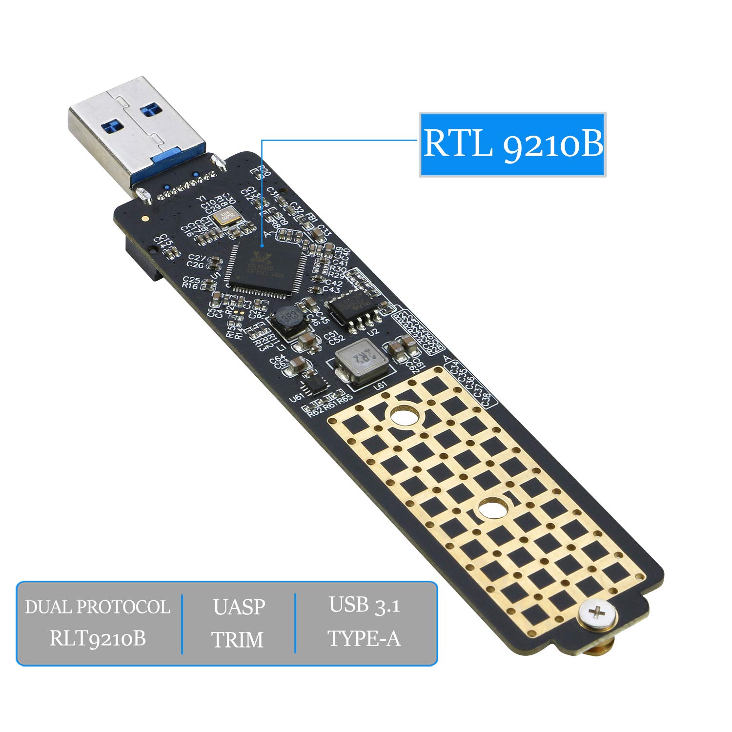 M.2 to USB Adapter, RIITOP NVMe to USB 3.1 Reader Card Compatible with Both NVMe (PCI-e) M Key SSD & (B+M Key SATA Based) NGFF SSD