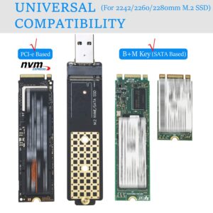 M.2 to USB Adapter, RIITOP NVMe to USB 3.1 Reader Card Compatible with Both NVMe (PCI-e) M Key SSD & (B+M Key SATA Based) NGFF SSD