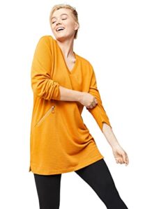 ellos women's plus size zip pocket sweatshirt tunic - 18/20, soft caramel