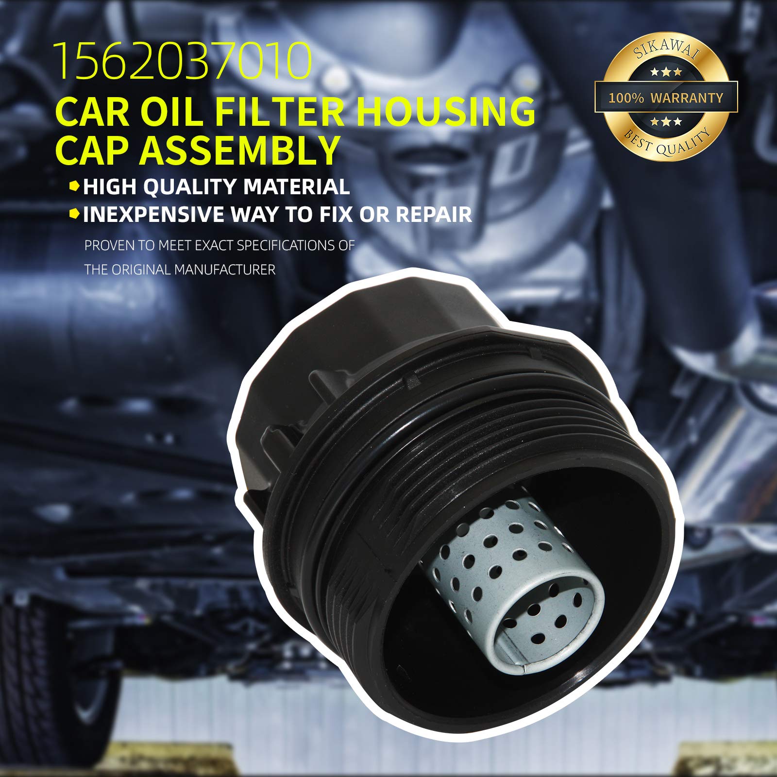 Oil Filter Housing Cap Assembly 15620-37010 1562037010 Fits for 2009-2016 To-yota Co-rolla Matr-ix Pr-ius 2011-2016 Lexus CT200h S-cion xD iM Replaces 917-039 19185631 ENP4118 by Sikawai