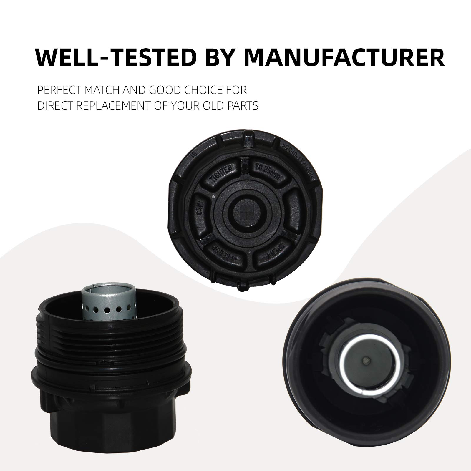 Oil Filter Housing Cap Assembly 15620-37010 1562037010 Fits for 2009-2016 To-yota Co-rolla Matr-ix Pr-ius 2011-2016 Lexus CT200h S-cion xD iM Replaces 917-039 19185631 ENP4118 by Sikawai