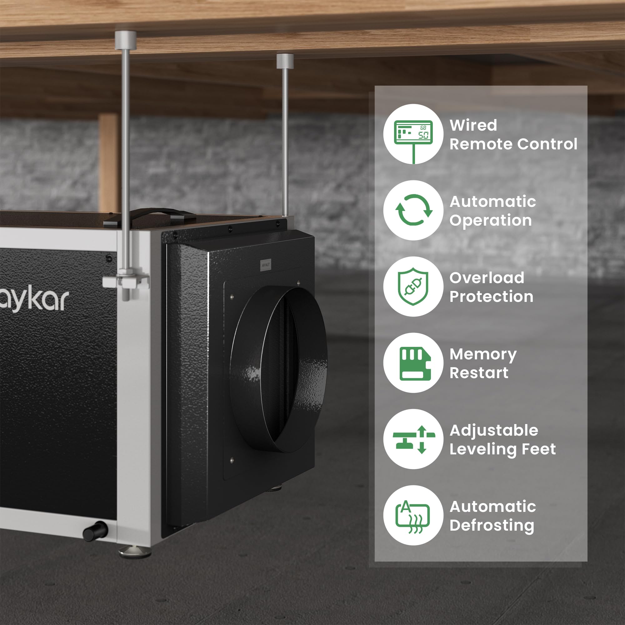 Waykar 158 Pints Commercial Dehumidifier for Crawl Spaces, Dual Duct HVAC Industrial Dehumidifier with Drain Hose for Whole House, Basements, 5 Years Warranty.