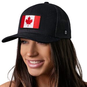 HAKA Canada Hat – Canadian Flag Trucker Hat Baseball Cap Snapback Golf Hat (Black)