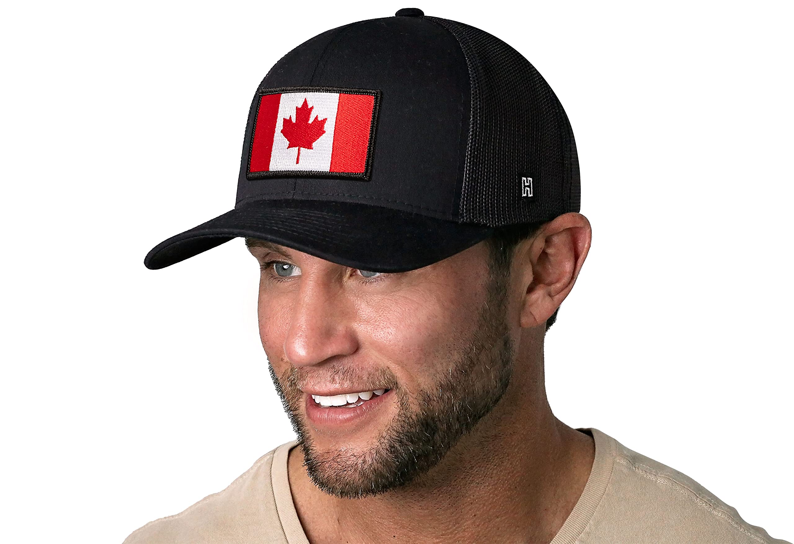 HAKA Canada Hat – Canadian Flag Trucker Hat Baseball Cap Snapback Golf Hat (Black)